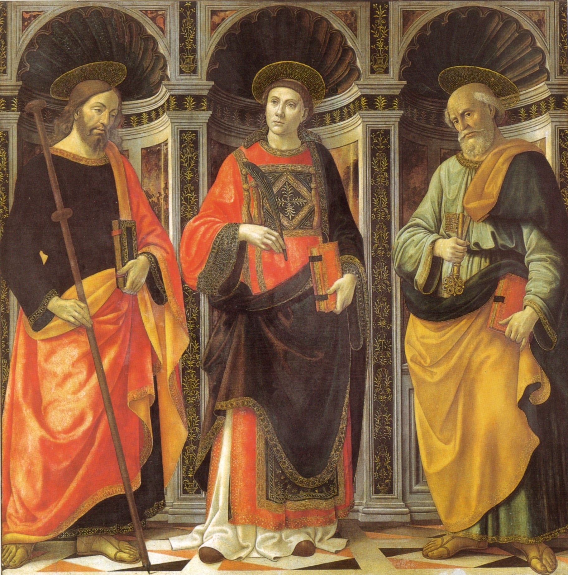 Saint Étienne entre les saints Jacques et Pierre - Domenico Ghirlandaio