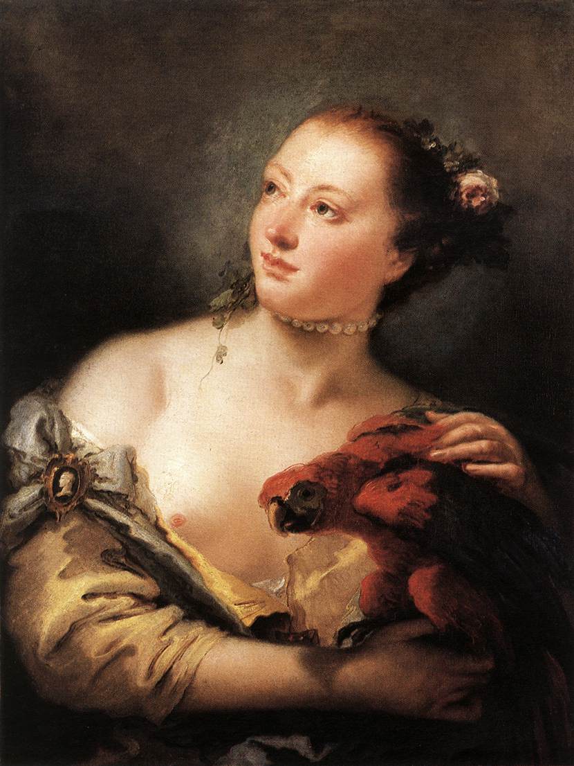 Jeune femme au perroquet - Giovanni Battista Tiepolo