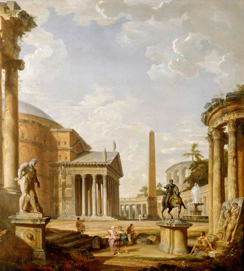 Paysage romain avec le Panthéon - Giovanni Paolo Panini