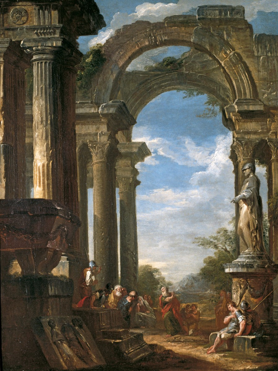 Ruines d'un temple avec un apôtre prêchant - Giovanni Paolo Panini