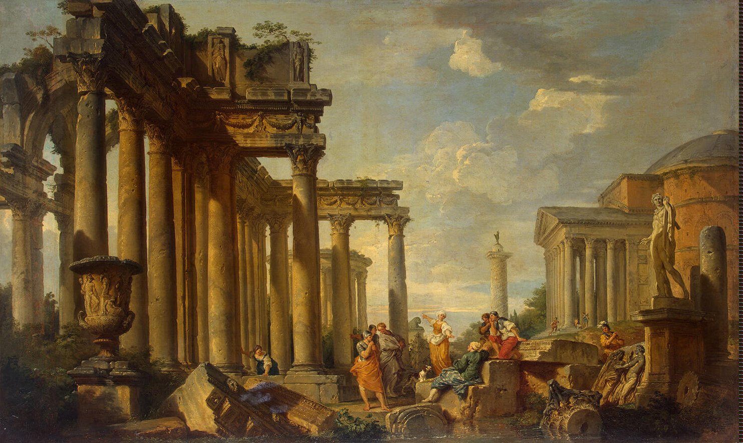 Sermon de Sainte Sibylle dans les ruines romaines avec la statue d'Apollon - Giovanni Paolo Panini