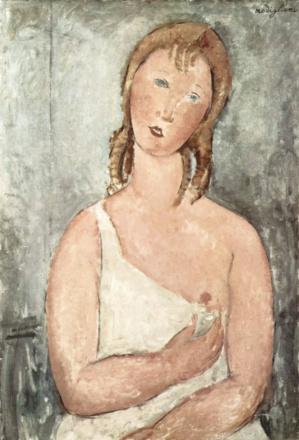 Reproduction du tableau « Fille dans la chemise - Amedeo Modigliani » par Alpha Reproduction en peinture à l’huile