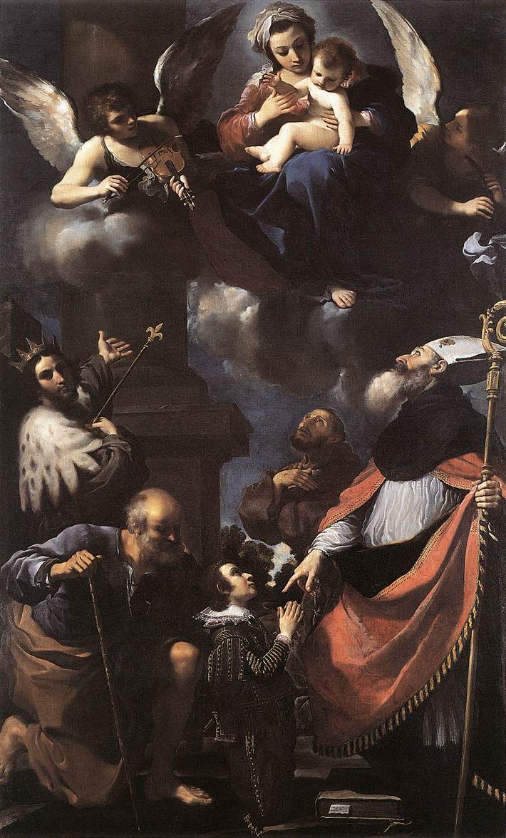 Giuseppe Gaetano Righetti[?] présenté à la Vierge par quatre saints - Guercino
