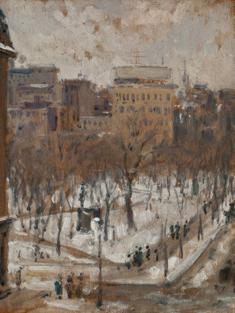 Reproduction du tableau « Square à Paris, temps de neige - Gustave Caillebotte » par Alpha Reproduction en peinture à l’huile