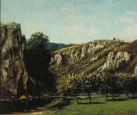 Paysage de montagne avec arbres fruitiers, Ornans - Gustave Courbet
