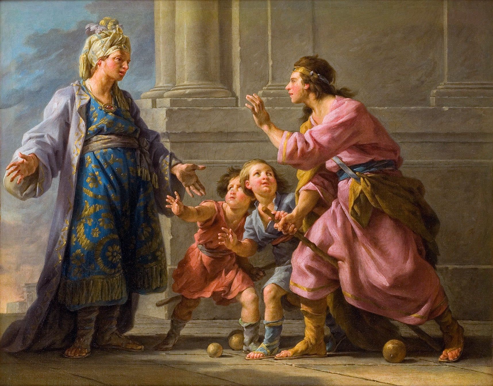 Agésilas jouant avec ses enfants - Noël Hallé
