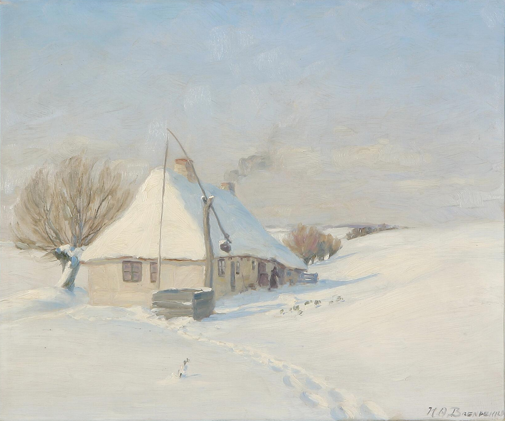 Une claire journée d'hiver. Hørby Mark sur Funen. - H. A. Brendekilde
