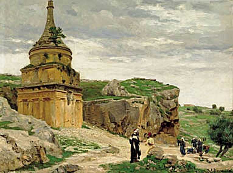 Vue de la vallée du Cédron avec le tombeau d'Absalom, près de Jérusalem. - H. A. Brendekilde