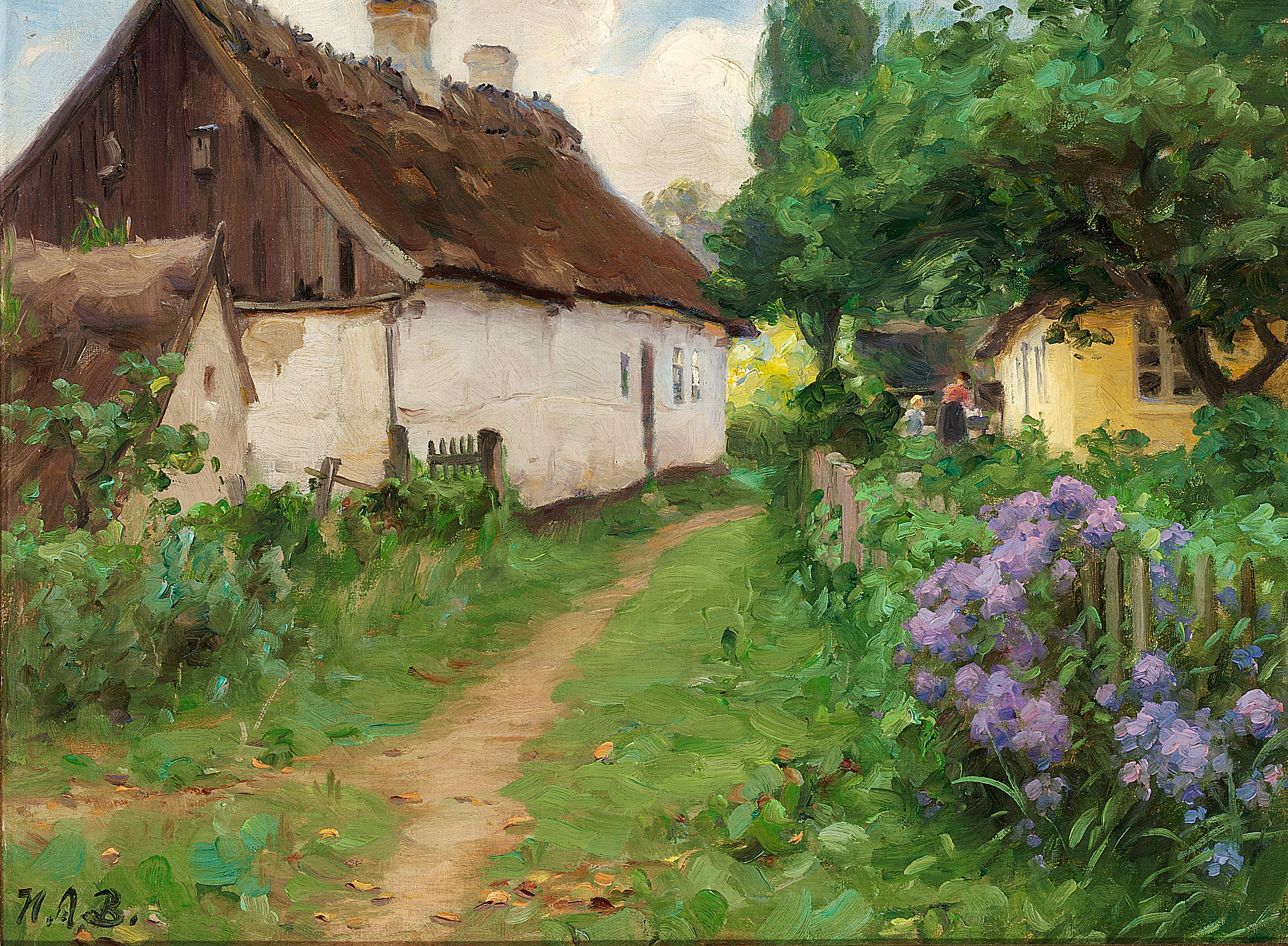 Journée d'été près d'une ferme. - H. A. Brendekilde