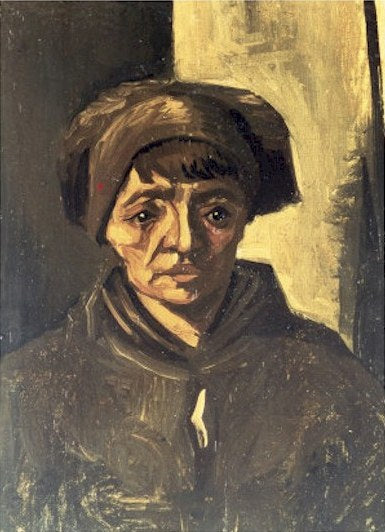 Reproduction du tableau « Tête de paysanne au bonnet noir - Vincent van Gogh » par Alpha Reproduction en peinture à l’huile