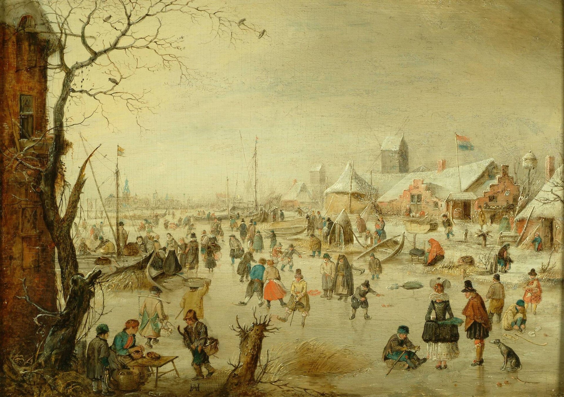 Une scène sur la glace - Hendrick Avercamp image 1 reproduction réalisée par Alpha Reproduction