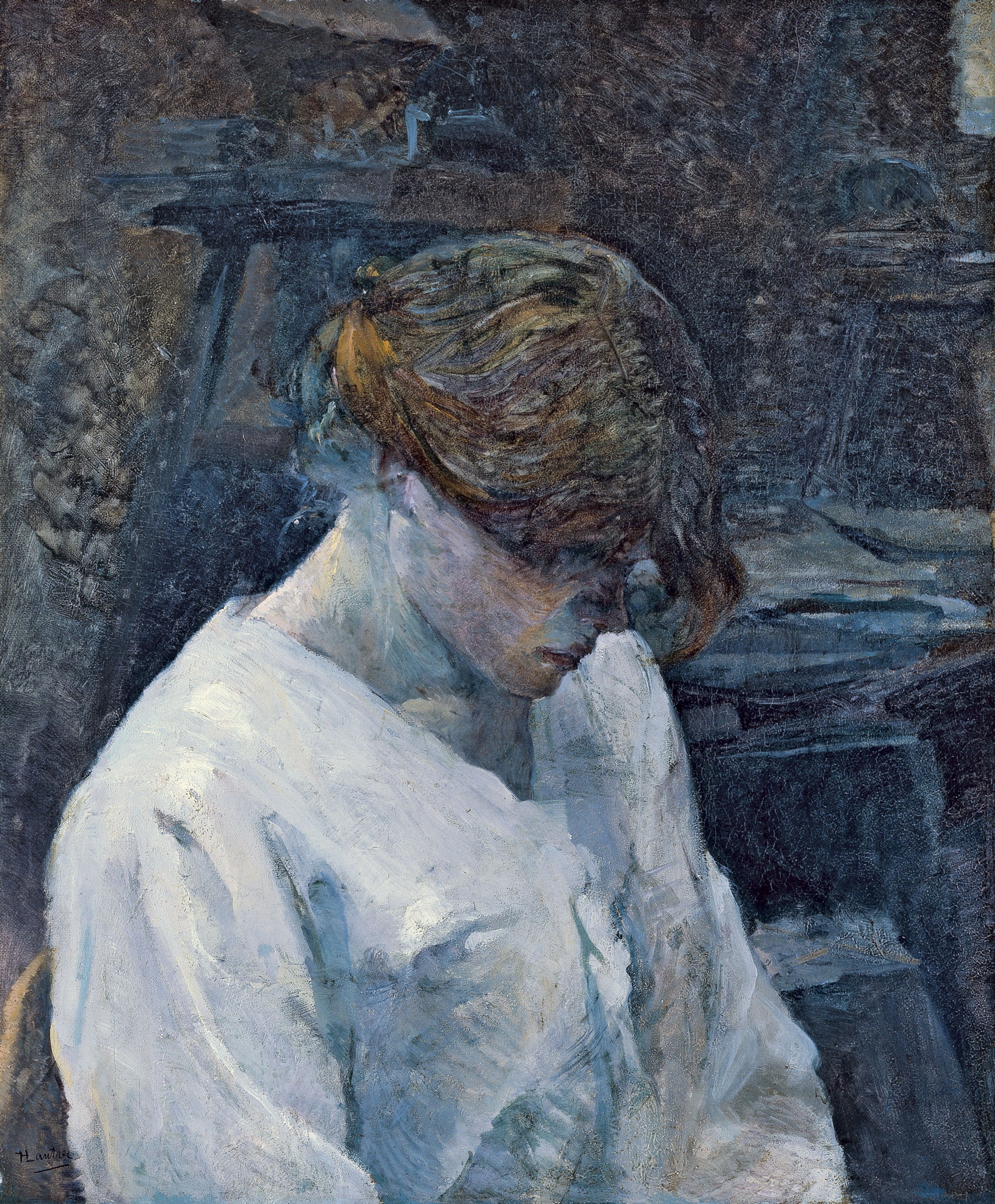 Reproduction du tableau « La Rousse au chemisier blanc - Henri de Toulouse-Lautrec » par Alpha Reproduction en peinture à l’huile
