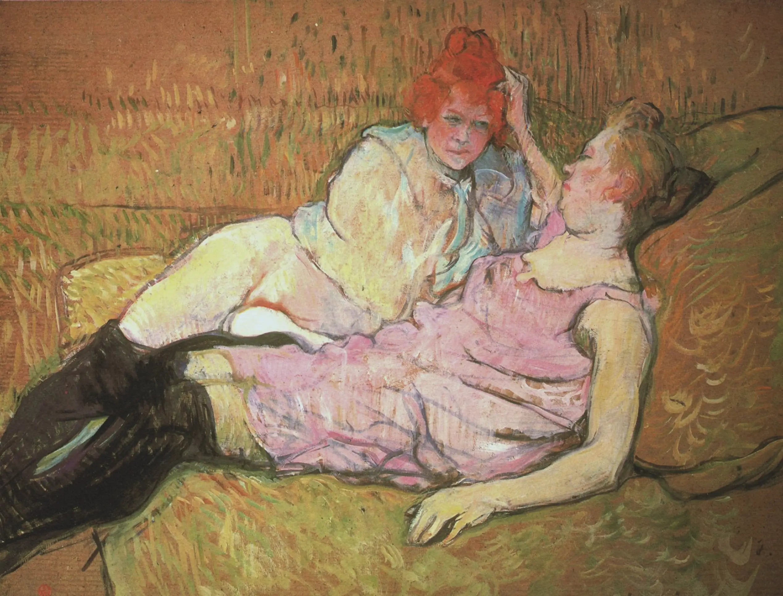 Reproduction du tableau « Le Sofa - Henri de Toulouse-Lautrec » par Alpha Reproduction en peinture à l’huile