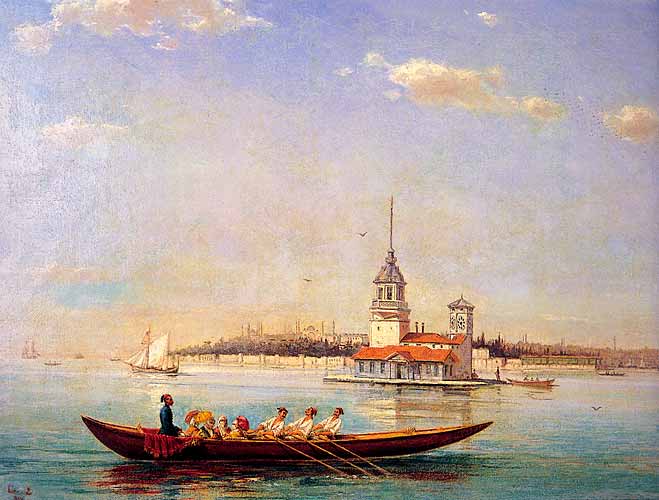 La Tour de Léandre au couchant — Hoca Ali Rıza, 1894, huile sur toile