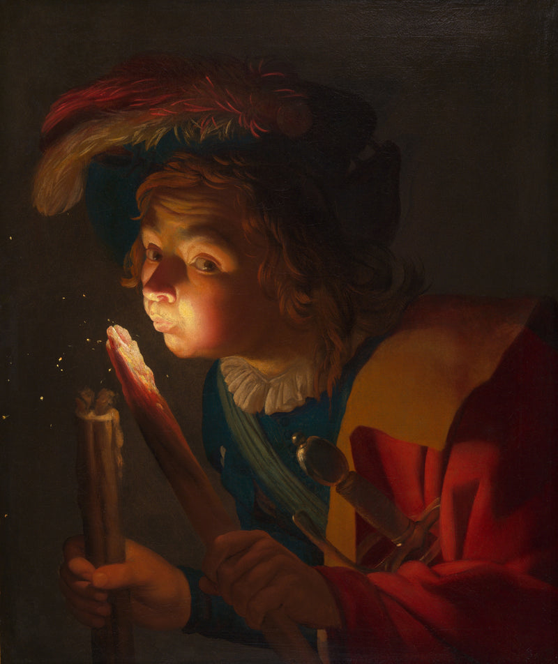 Мальчик, дующий на уголь — Gerrit van Honthorst