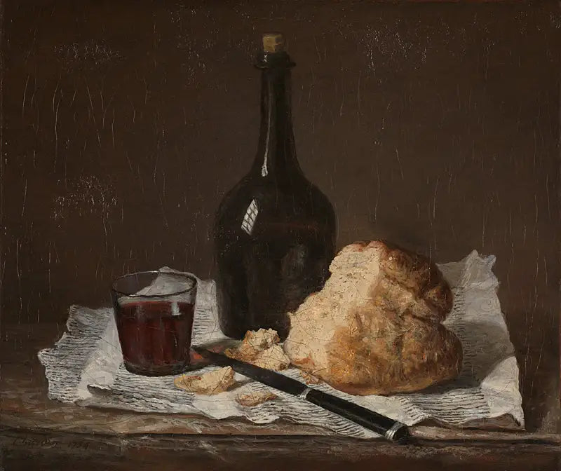 Nature morte avec bouteille verre et pain - Jean Siméon Chardin - Alpha Reproduction