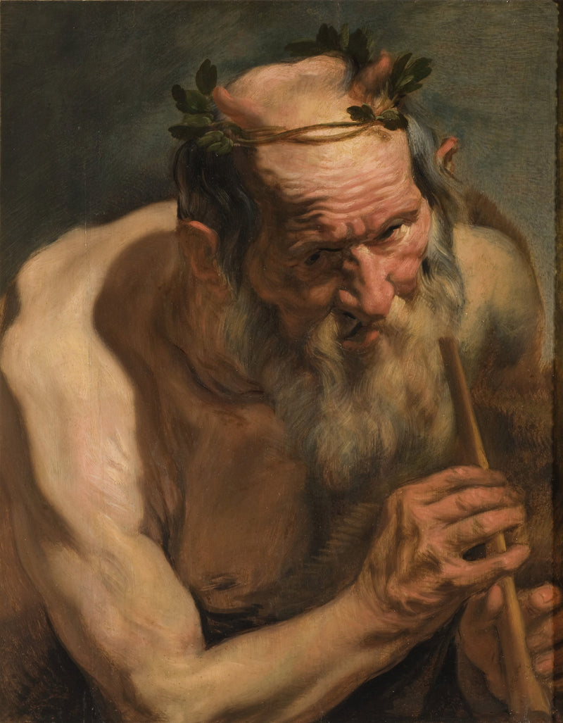 Vieux satyre tenant une flûte - Jacob Jordaens