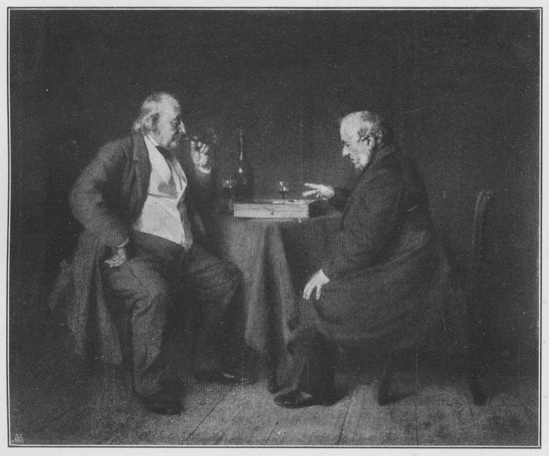 Damebrettspiel / Die Damebrettspieler (Vater und Schwiegervater des Künstlers) - Ludwig Knaus