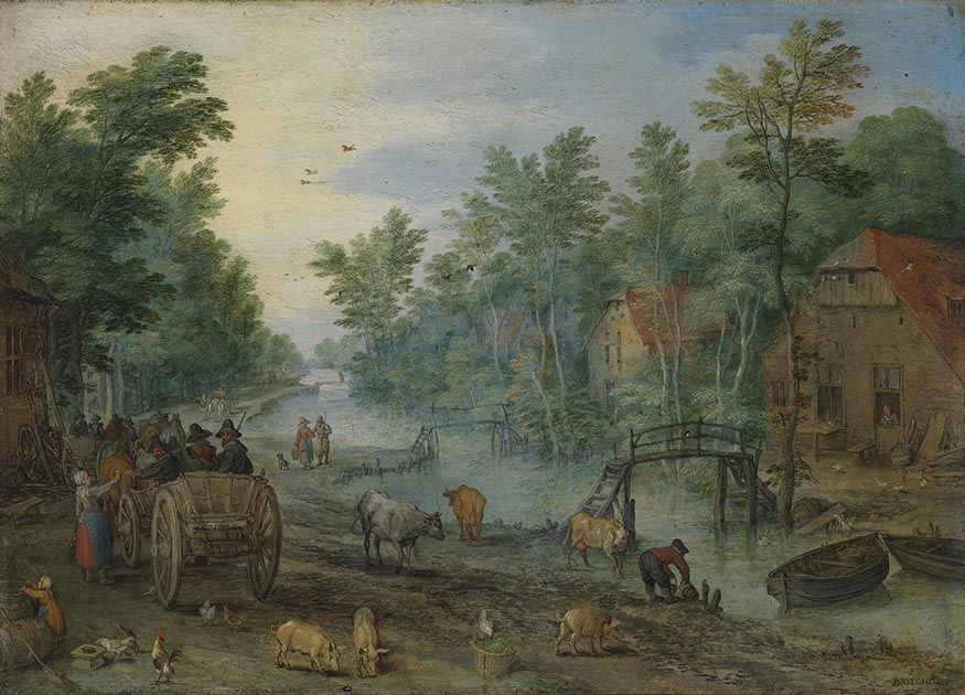 Route longeant un cours d'eau - Jan Brueghel l'Ancien