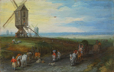 Route de campagne avec moulin à vent - Jan Brueghel l'Ancien