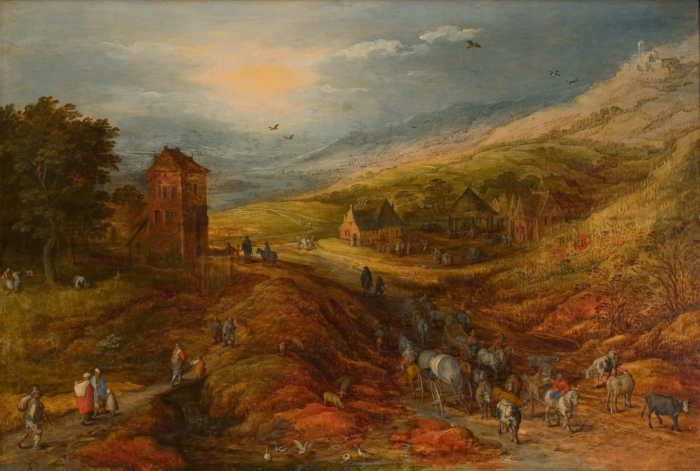 Gezicht op een rivierdal met figuren - Jan Brueghel l’Ancien