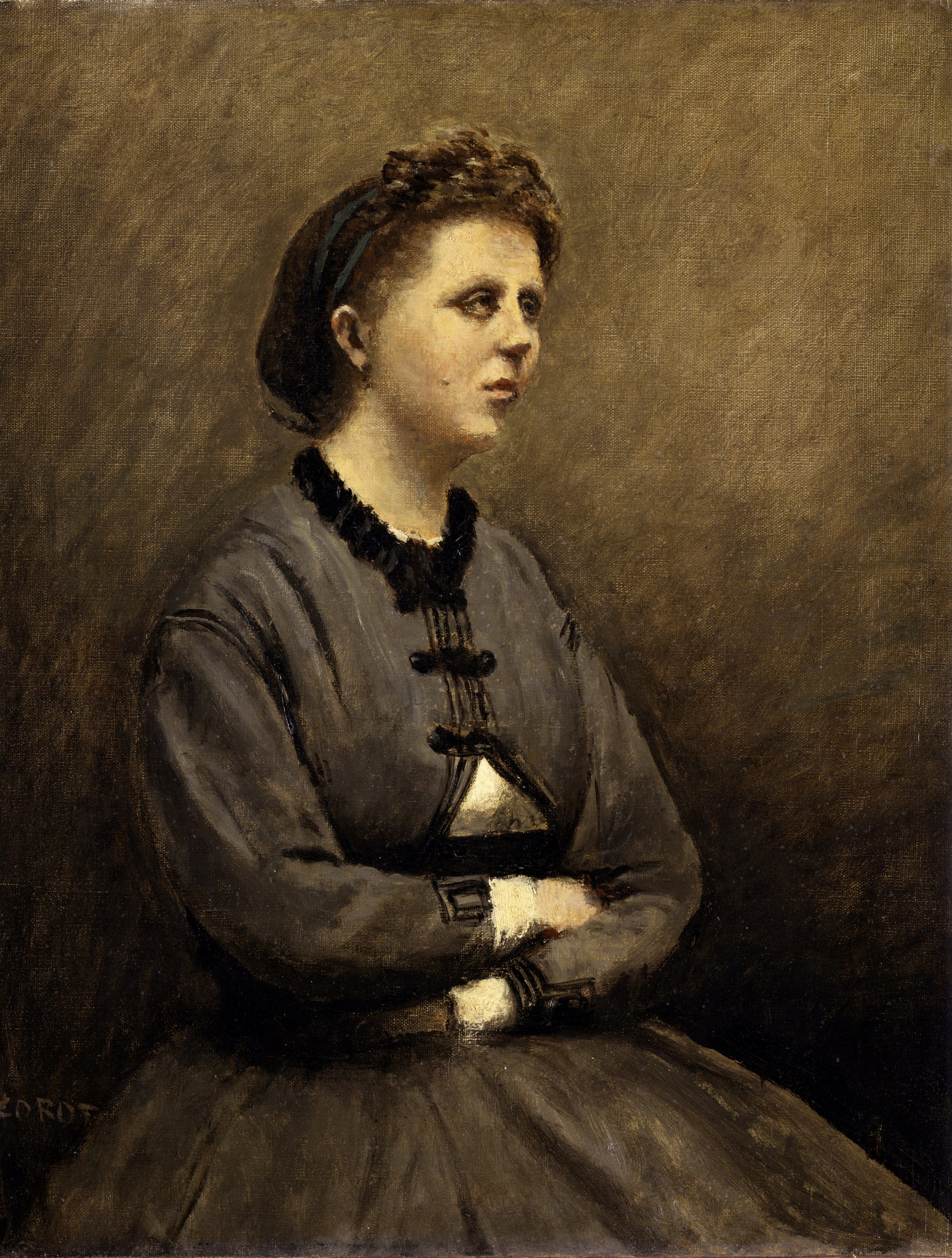 Mme de Larochenoire, épouse du peintre (Mme de Larochenoire, femme du peintre) - Jean-Baptiste Camille Corot