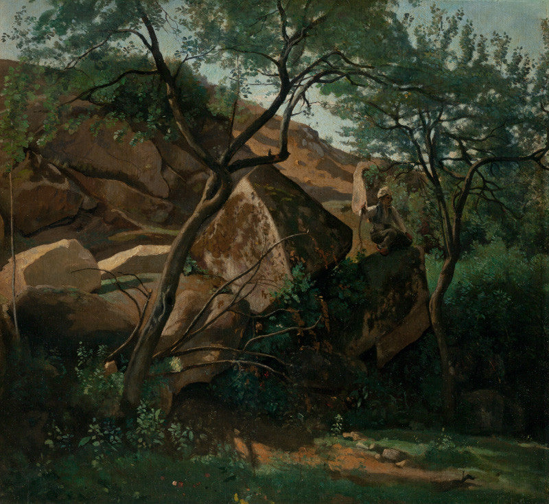 Jeune berger parmi les rochers (Forêt de Fontainebleau) - Jean-Baptiste Camille Corot
