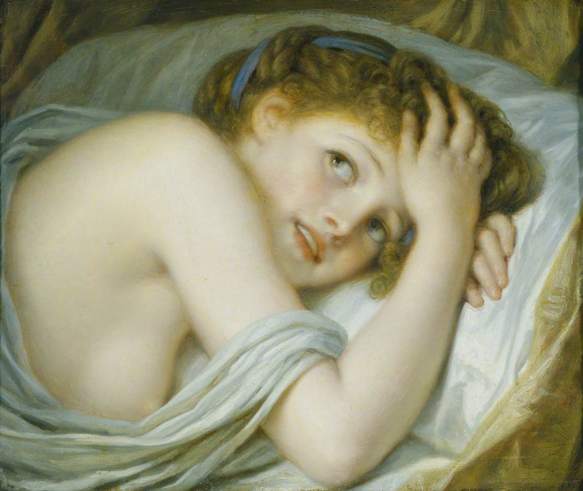 Une fille allongée dans son lit - Jean-Baptiste Greuze