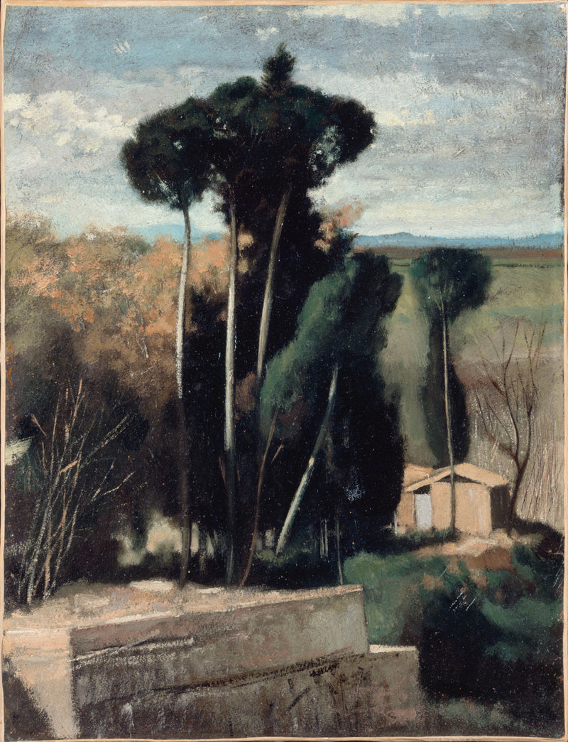 Paysage d'Italie. Epingles parasols - Jean-Jacques Henner