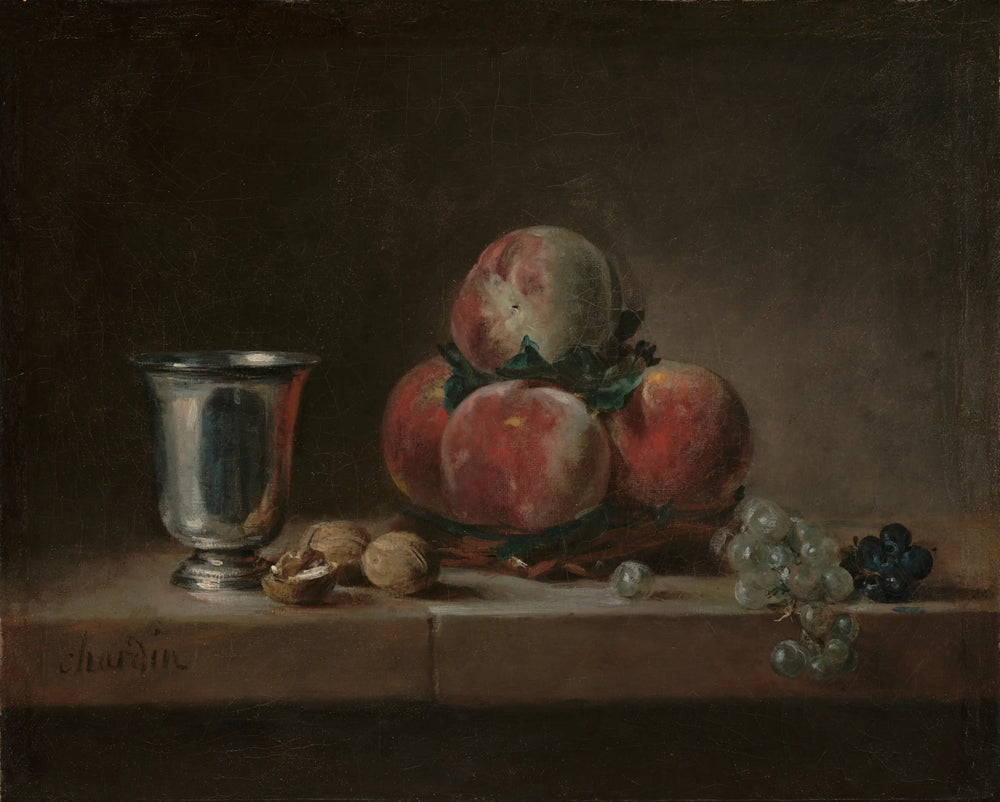 Corbeille de pêches avec un gobelet d’argent - Jean Siméon Chardin - Alpha Reproduction