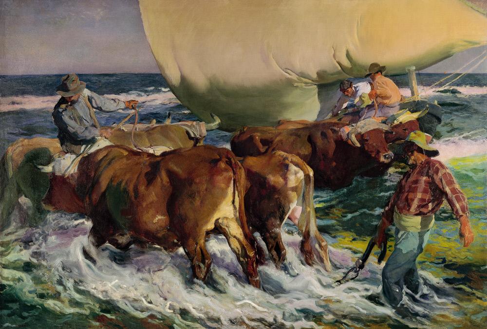 Reproduction du tableau « Échouage du bateau (lumière de l'après-midi) - Joaquín Sorolla » par Alpha Reproduction en peinture à l’huile