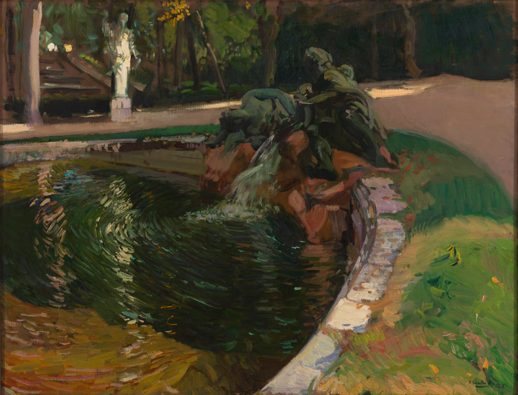 Reproduction du tableau « Fontaine dans la forêt, La Granja - Joaquín Sorolla » par Alpha Reproduction en peinture à l’huile