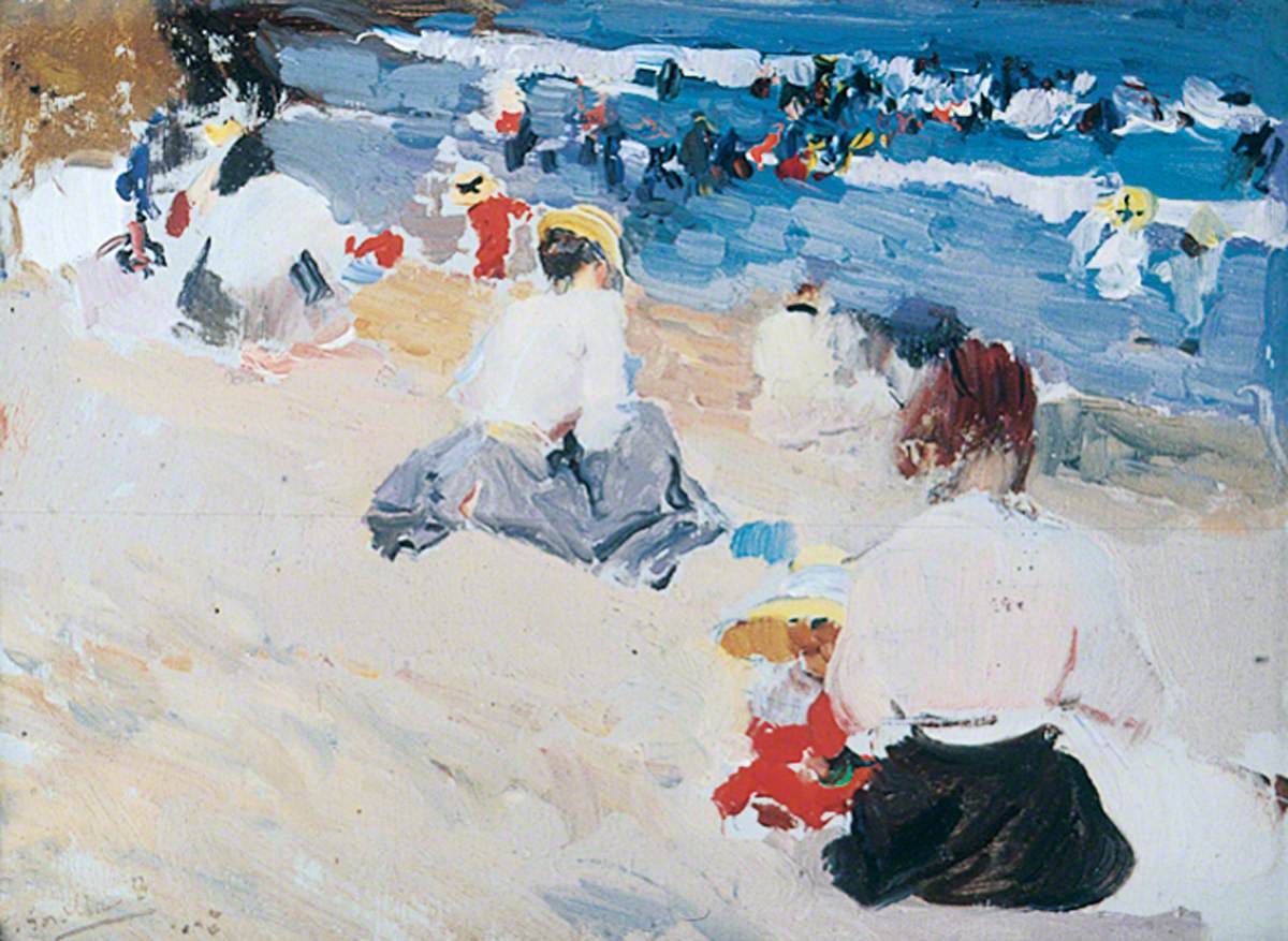 Reproduction du tableau « Dames sur la plage - Joaquín Sorolla » par Alpha Reproduction en peinture à l’huile