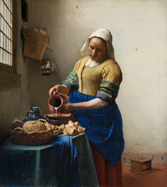 Reproduction du tableau « La Laitière - Johannes Vermeer » par Alpha Reproduction en peinture à l’huile