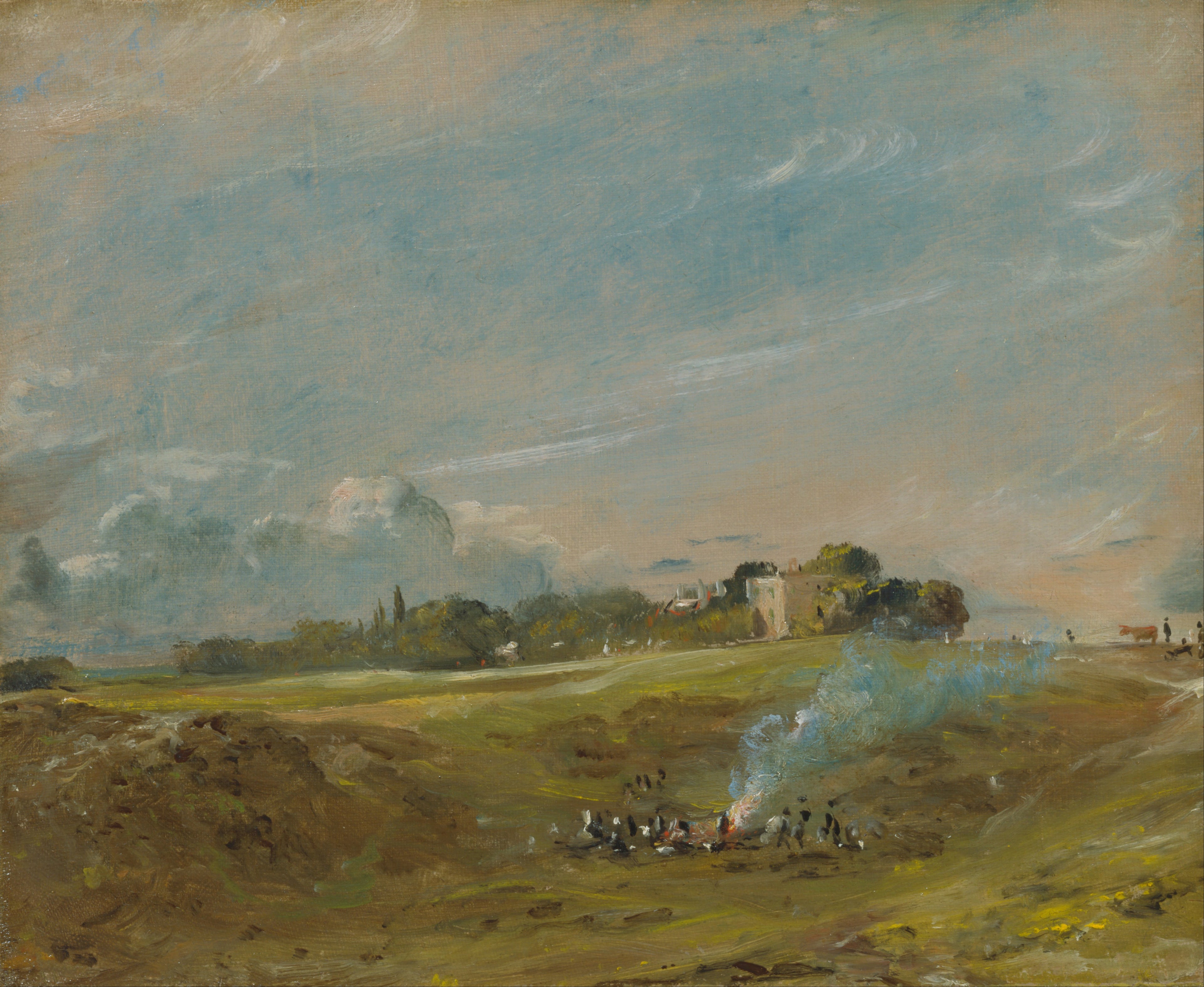 Hampstead Heath, avec un feu de joie - John Constable