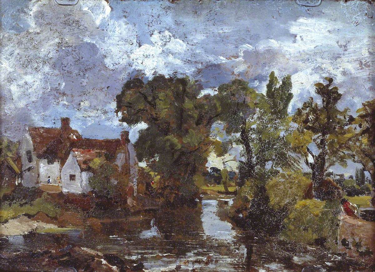 Le ruisseau du moulin. Verso : Scène nocturne avec pont - John Constable