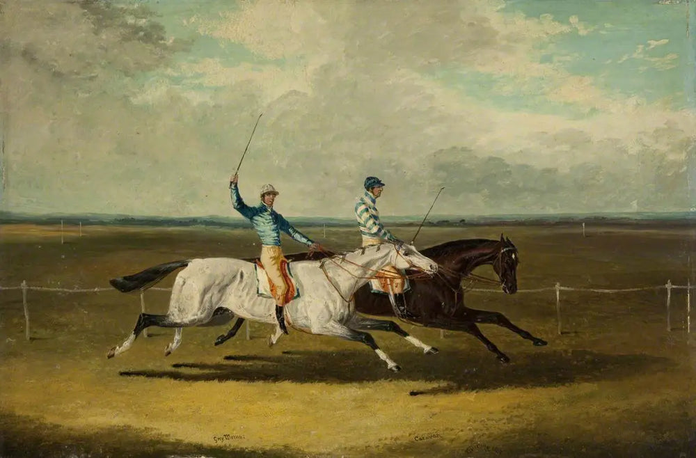 Deux chevaux de course – « Grey Momus » et « Caravan » – Courses - John Frederick Herring Sr. - Alpha Reproduction