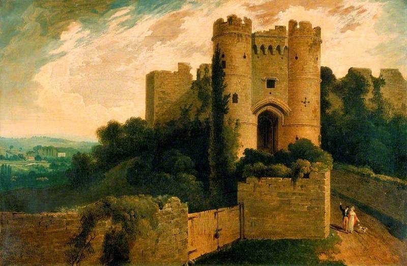 Vue de l'entrée du château de Carisbrooke, île de Wight - John Martin