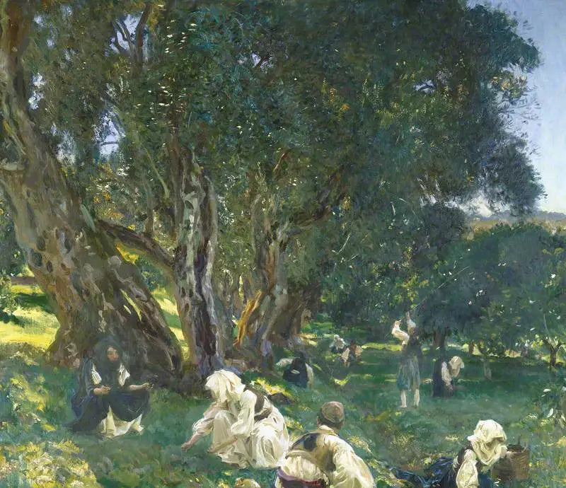 Reproduction du tableau « Cueilleurs d'olives albanais - John Singer Sargent » par Alpha Reproduction en peinture à l’huile