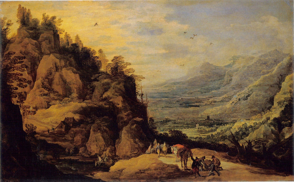 Paysage montagneux avec des personnages et un âne - Jan Brueghel l'Ancien