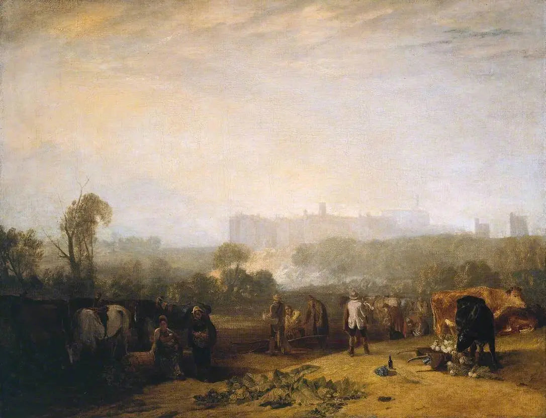 Reproduction du tableau « Ploughing Up Turnips, near Slough (‘Windsor’) - J. M. W. Turner » par Alpha Reproduction en peinture à l’huile