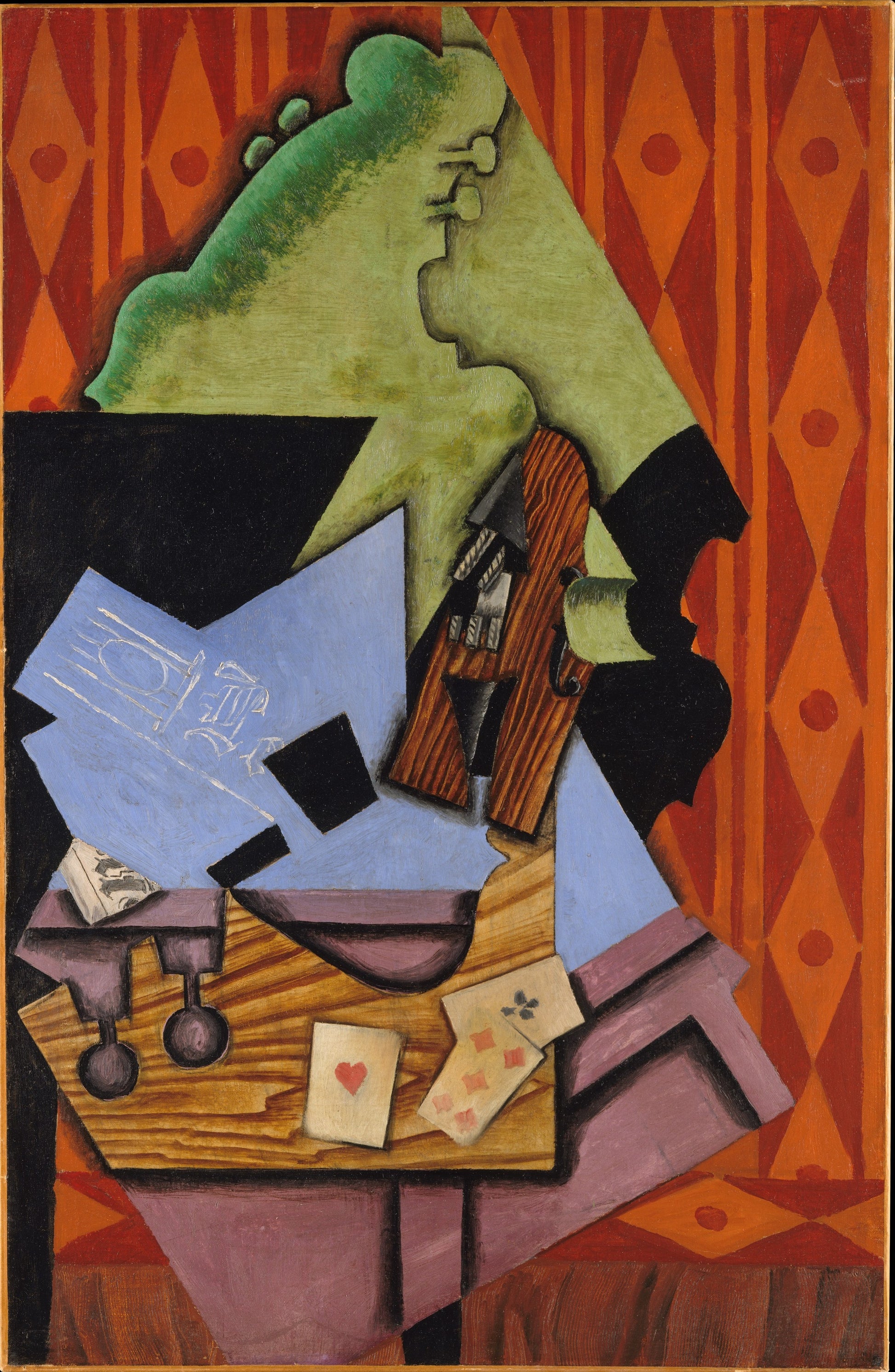 Violon et Cartes à jouer sur une table - Juan Gris