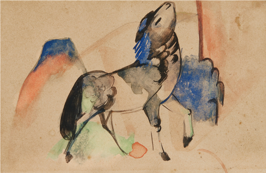 Reproduction du tableau « petite bête fabuleuse II - Franz Marc » par Alpha Reproduction en peinture à l’huile