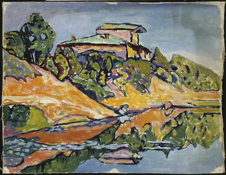 Reproduction du tableau « Akhtyrka, une datcha voisine au bord de l'étang - Vassily Kandinsky » par Alpha Reproduction en peinture à l’huile