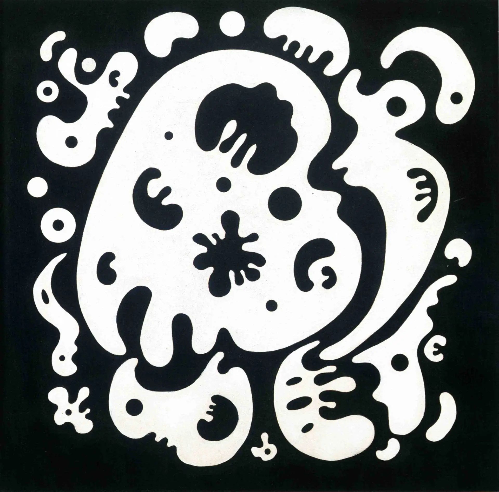 Reproduction du tableau « Formes noires sur blanc - Vassily Kandinsky » par Alpha Reproduction en peinture à l’huile