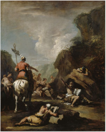 Le roi Hiéron II de Syracuse demande à Archimède de fortifier la ville - Sebastiano Ricci