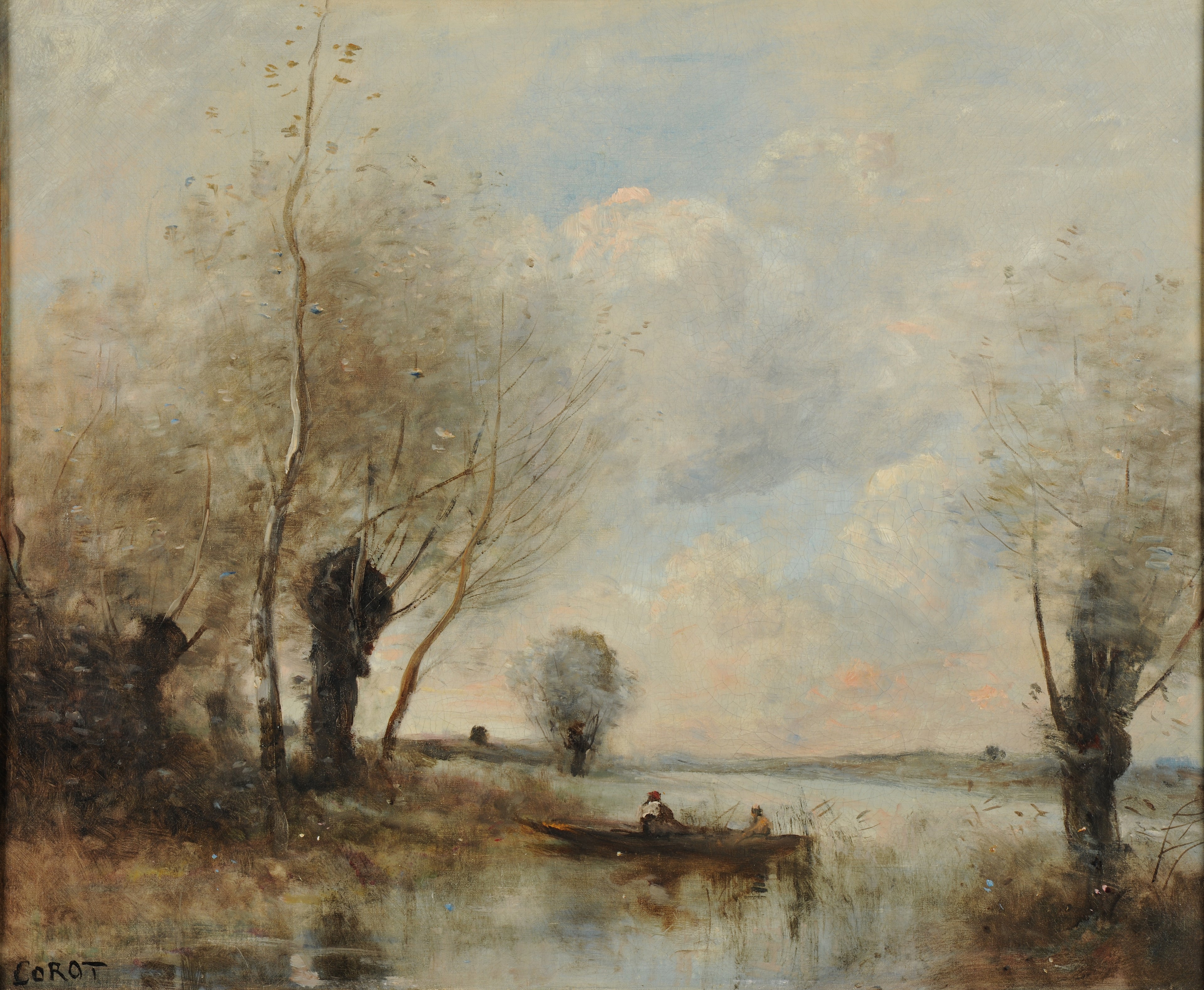 La pêche en barque auprès des saules - Jean-Baptiste Camille Corot