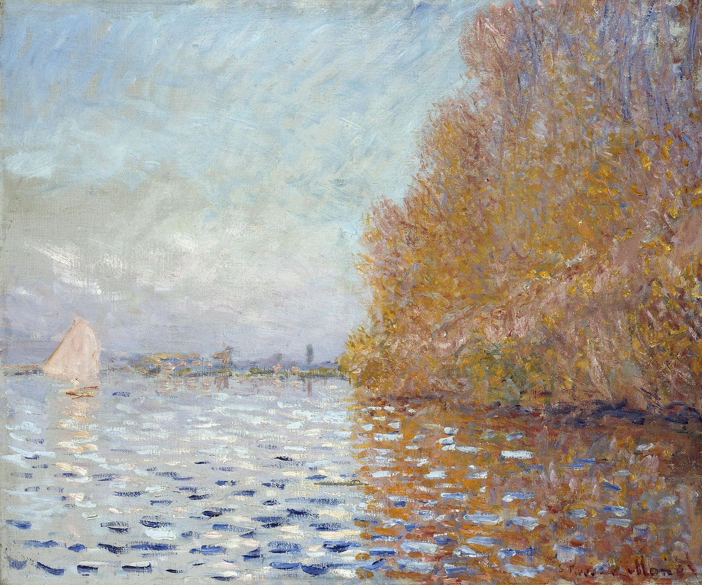 ⛵ Бассейн Аржантёй с парусной лодкой – Клод Моне (около 1874)