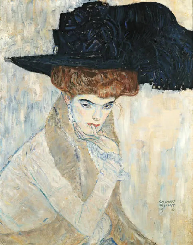 🎩✨ Черная перьевая шляпа – Густав Климт (1910)