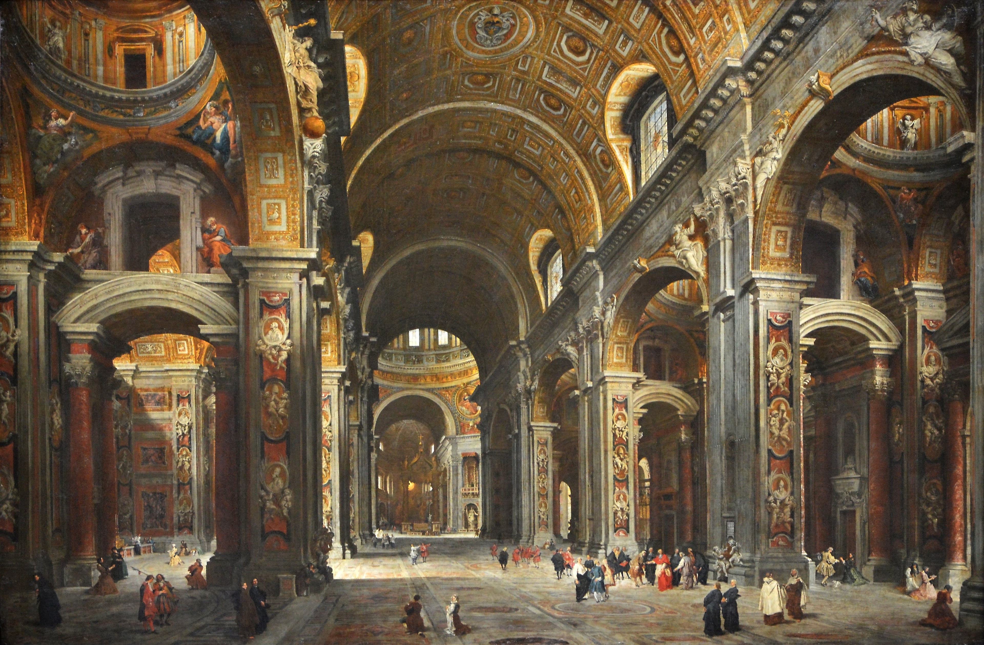 Le cardinal Melchior de Polignac visitant Saint-Pierre de Rome - Giovanni Paolo Panini